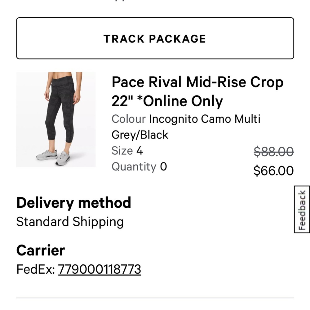 Lululemon Pace Rival 22’ camo leggings size 6